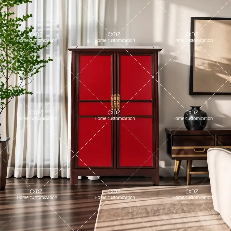 New Chinese Style Elm Locker Side Cabinet Light Luxury High End Porch Cabinet Packaged And Delivered To Households