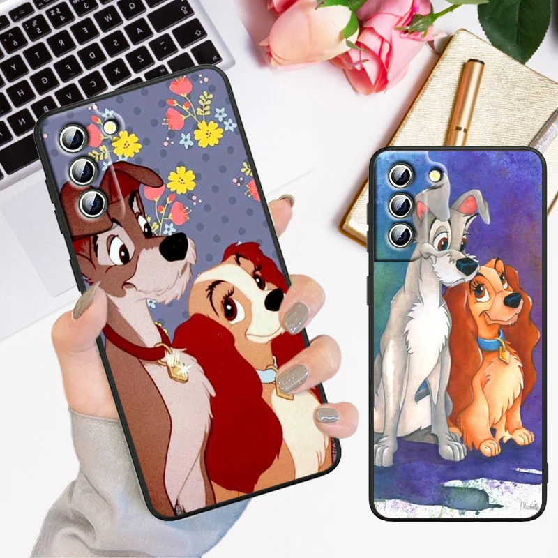 Disney Lady And The Tramp Phone Case For Samsung S24 S23 S22 S21 S20 FE S10 S10e S9 Ultra Plus Lite Black Soft Cover