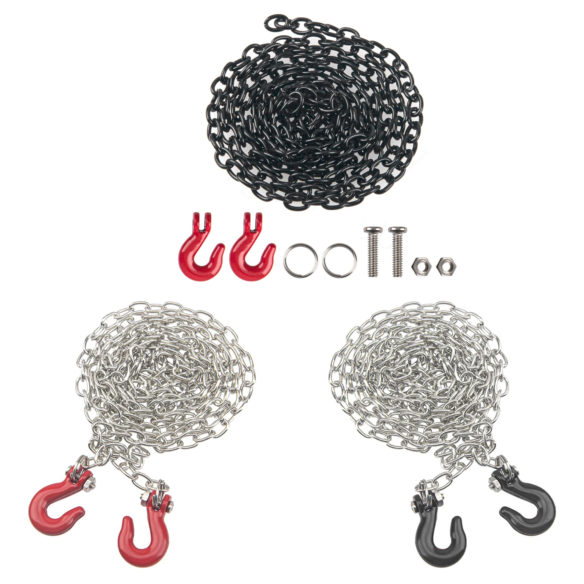 Crochet de remorquage de sauvetage simulé en métal sur chenilles Rc, chaîne de corde de remorquage 1/10 Traxxas Trx4 Defender Ford Mustang Axial Sc10 90046