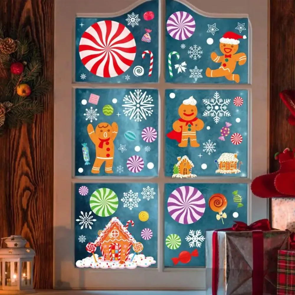 Lebkuchenhaus Süßigkeiten Aufkleber Lebkuchenmann Fensteraufkleber Weihnachten klampft Weihnachten Fensteraufkleber Weihnachten Raumdekoration