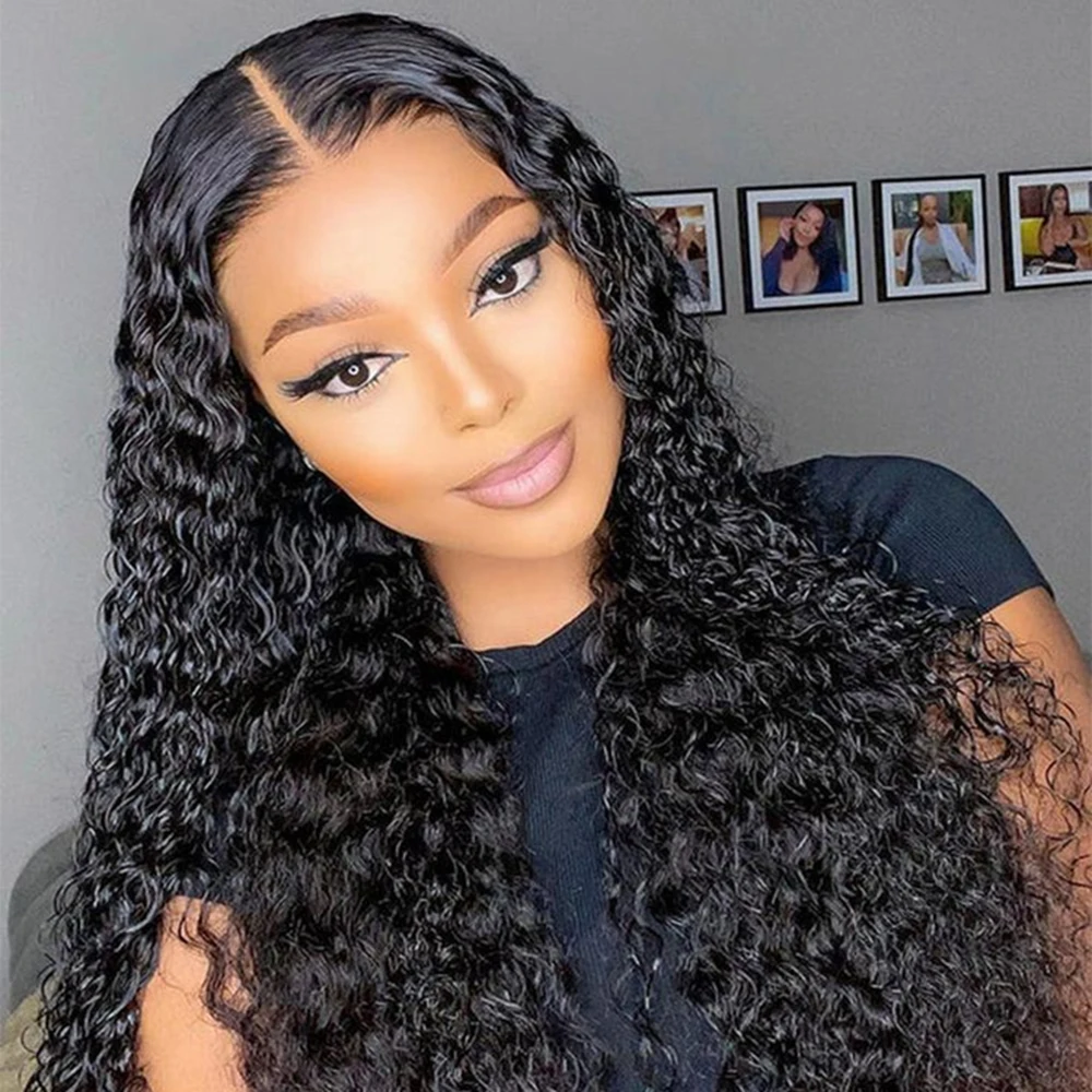 Deep Wave Lace Front Wigs Human Hair Pre Plucked Transparent Deep Curly Lace Frontal Human Hair Wig For Women Natural Hairline