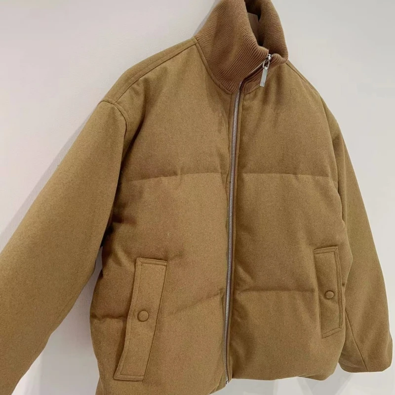 Kurze gesteppte Daunenjacke aus Flanell mit Wollmischung für Damen von Nordic Niche für Wärme
