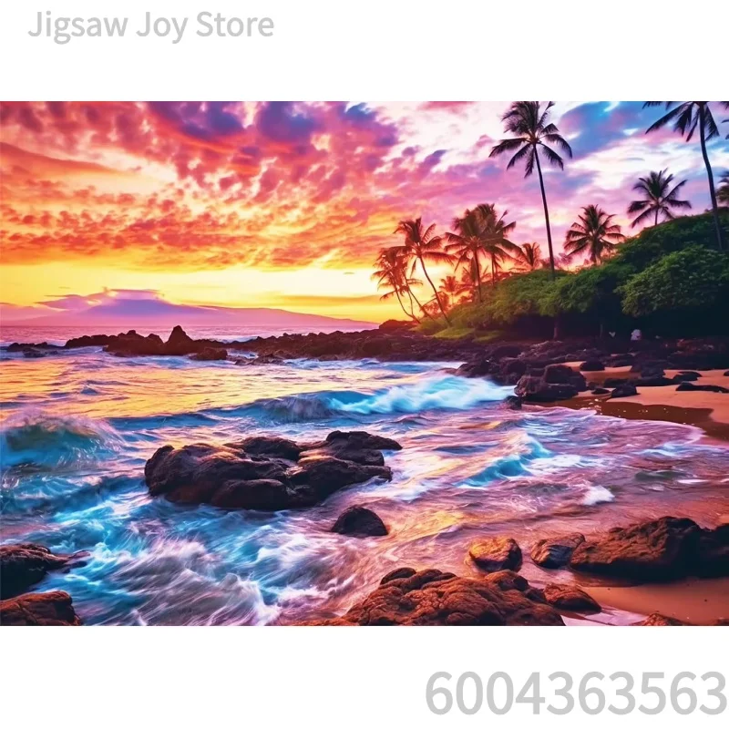 Art Paper Jigsaw Puzzle 500‑2000Pcs, Beach Sunset Van Gogh Style London Street View, Adult Stress Relief Home Wall Decor Gift