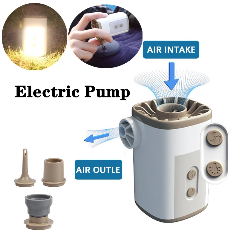 

4 IN 1Mini Electric Inflatable Pump Ultralight USB Charging Multi-functional Outdoor Camping Light Extraction/Lighting/Charging