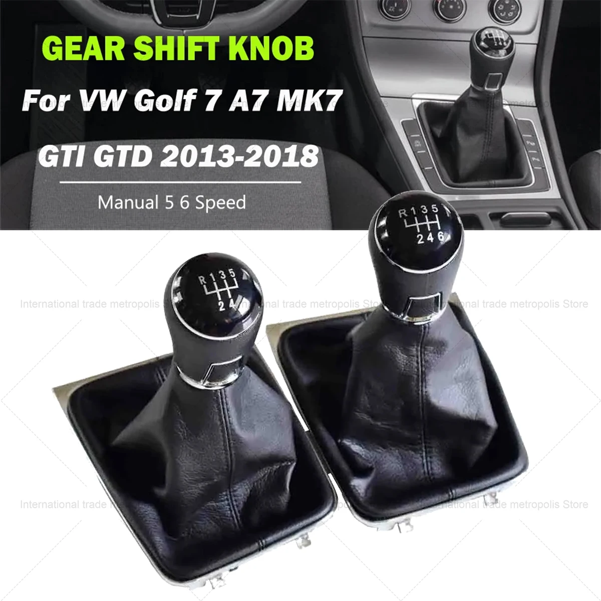 5 Speed 6 Speed Gear Shift Knob HandBall Complete For Volkswagen VW Golf 7 MK7 2013-2017 Gaiter Boot Leather Cover Case