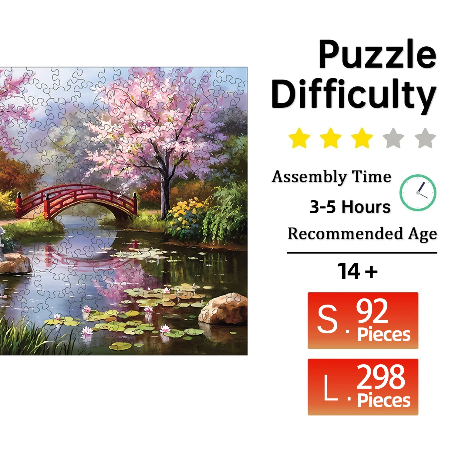 Wooden Puzzle for Adults, Landscape of Cherry Trees Puzzles, Special Holiday Gifts for Friends Family Modern Art Home Decor