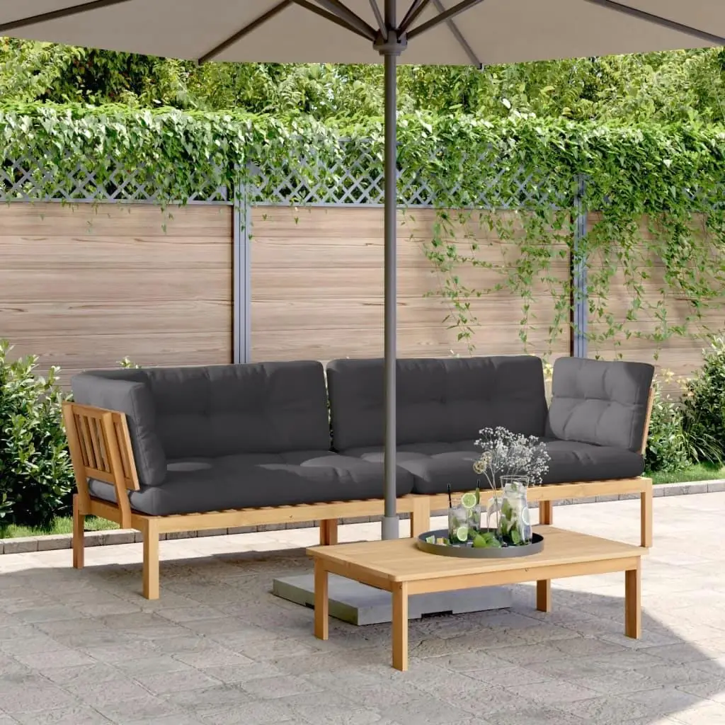 

Pallet Corner Sofa Charcoal Acacia Wood Frame Comfortable 100 Percent Polyester Couch for Living Room Garden