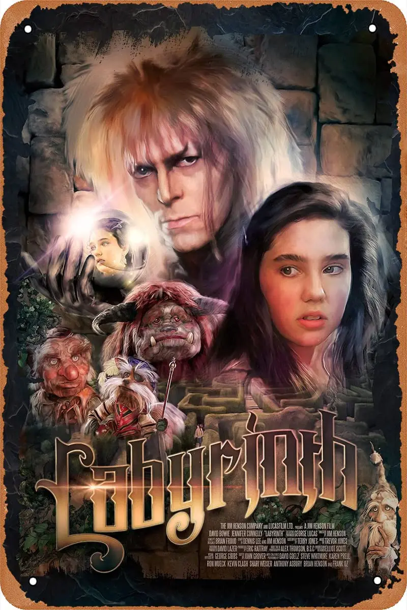 Labyrinth Movie Poster Retro Metal Sign for Cafe Bar Pub Office Garage Home Wall Decor Gift Vintage Tin Sign 12 X 8 inch