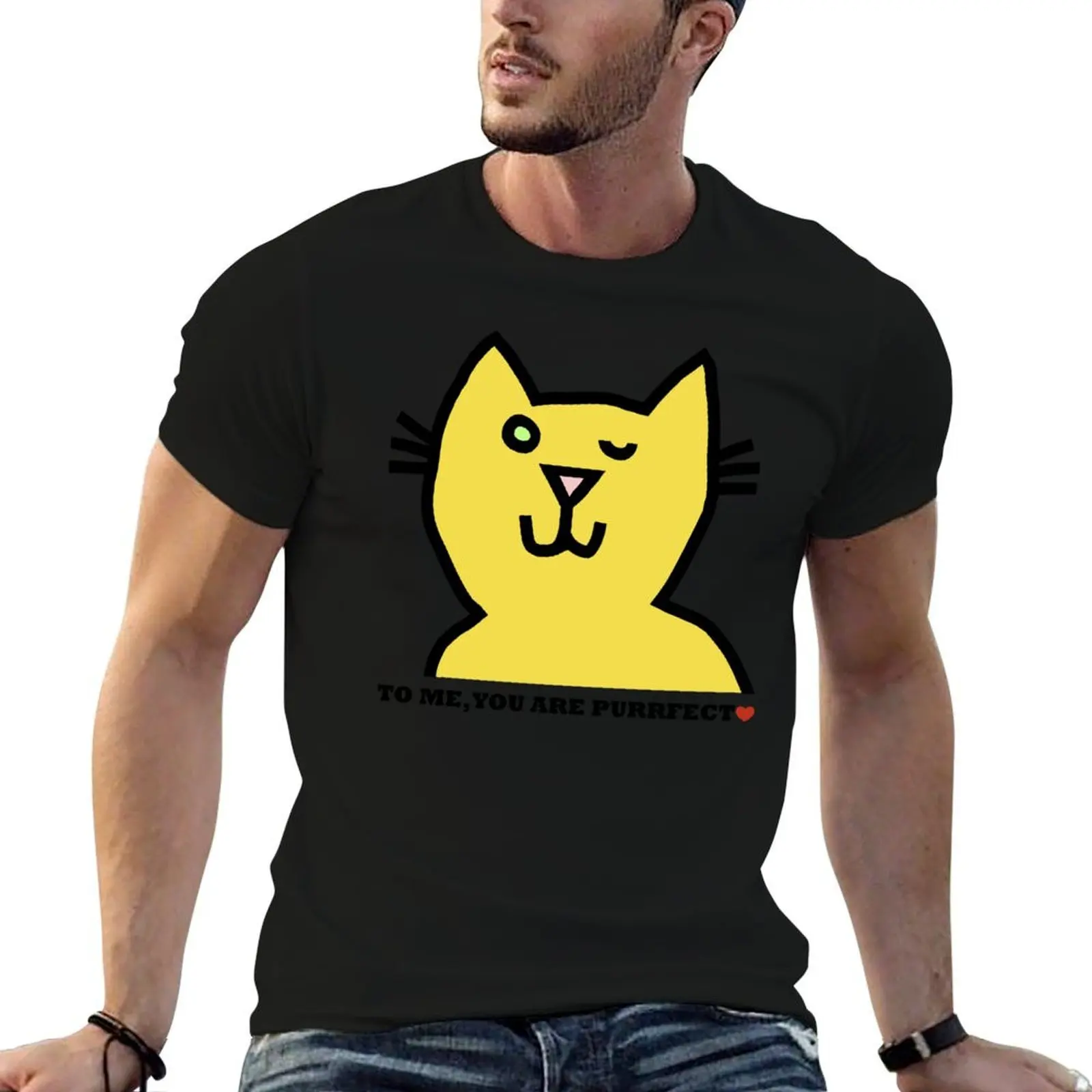 

Perfect Wink Cat Says You Are Purrfect T-Shirt t shirts for man cotton funny t shirts with prints T-Shirt