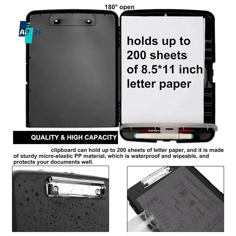 

A23F-Clip Board Organizer Clipboards With Storage Nursing Clipboard Foldable File Folder Plastic Clipboard