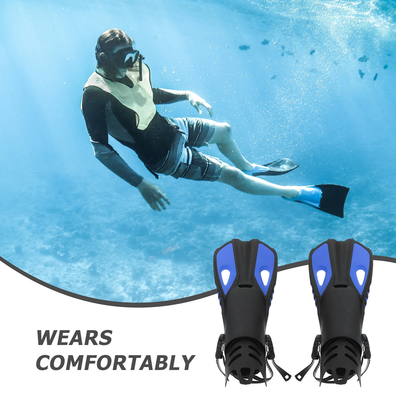 

1Pair Adult Adjustable Snorkeling Flippers Fast Natural Kick Hydromechanical Shape Premium Build Quality for Diving