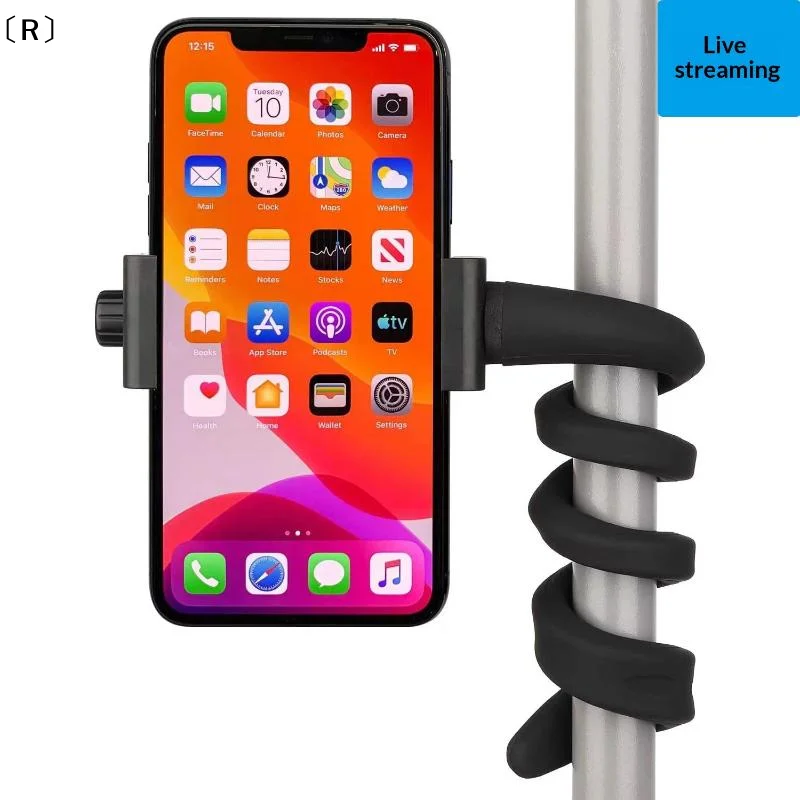 〔R〕1pc Portable Flexible Cell Phone Holder Stand For Treadmill Spin Bike Stroller Shopping Cart Bed Car Kitchen Desk