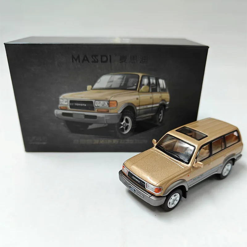 MASSDI Diecast 1/64 Scale Land Cruiser LC80 1994 Gold Dark Green Alloy Car Model Classics Adult Souvenir Gift Static Display