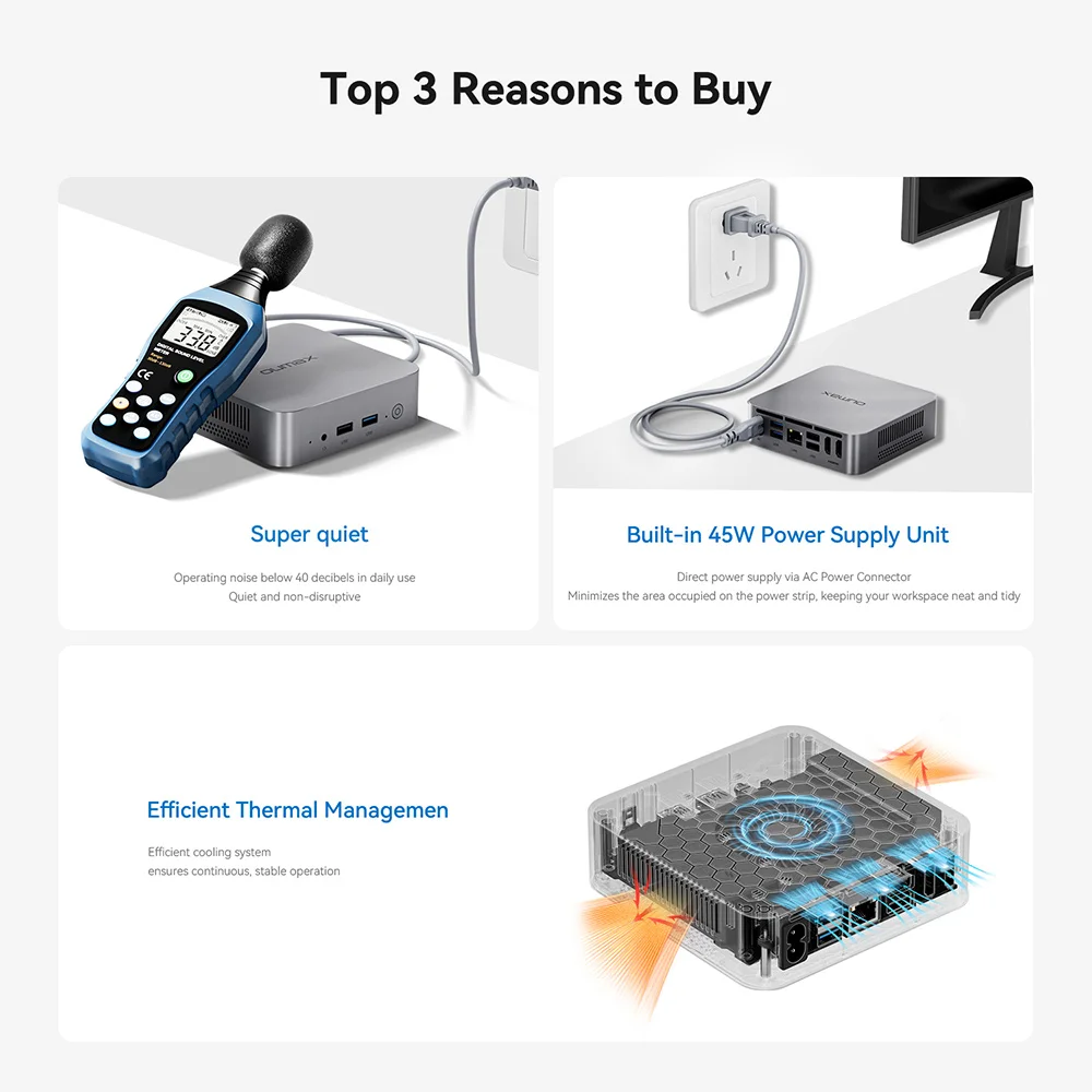 2024 OUMAX كمبيوتر صغير Intel N100 16GB 500GB N95 8GB 256GB هادئ مزدوج 1000M LAN كمبيوتر مكتبي صغير VS Mini S12 Pro N100 T8 Pro