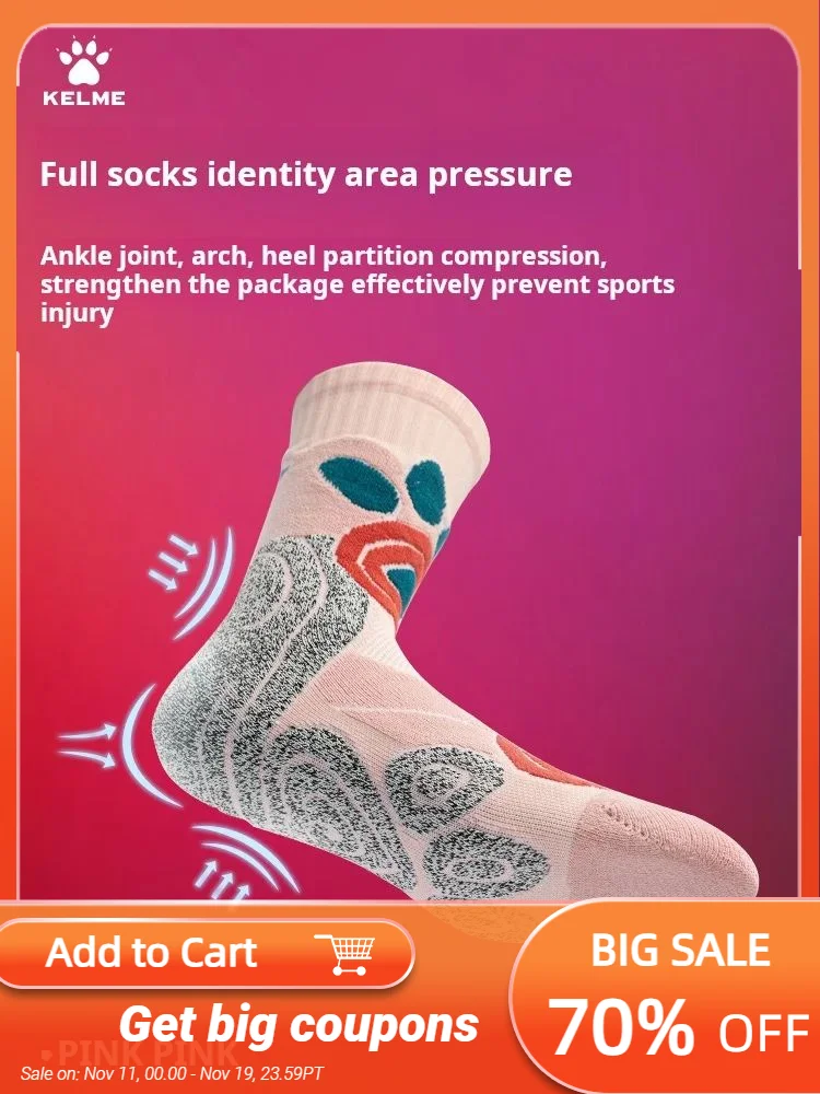 

Kelme Sports Socks Long Tube Socks Breathable And Non Slip Running Socks American Elite High Top Professional Basketball Sock