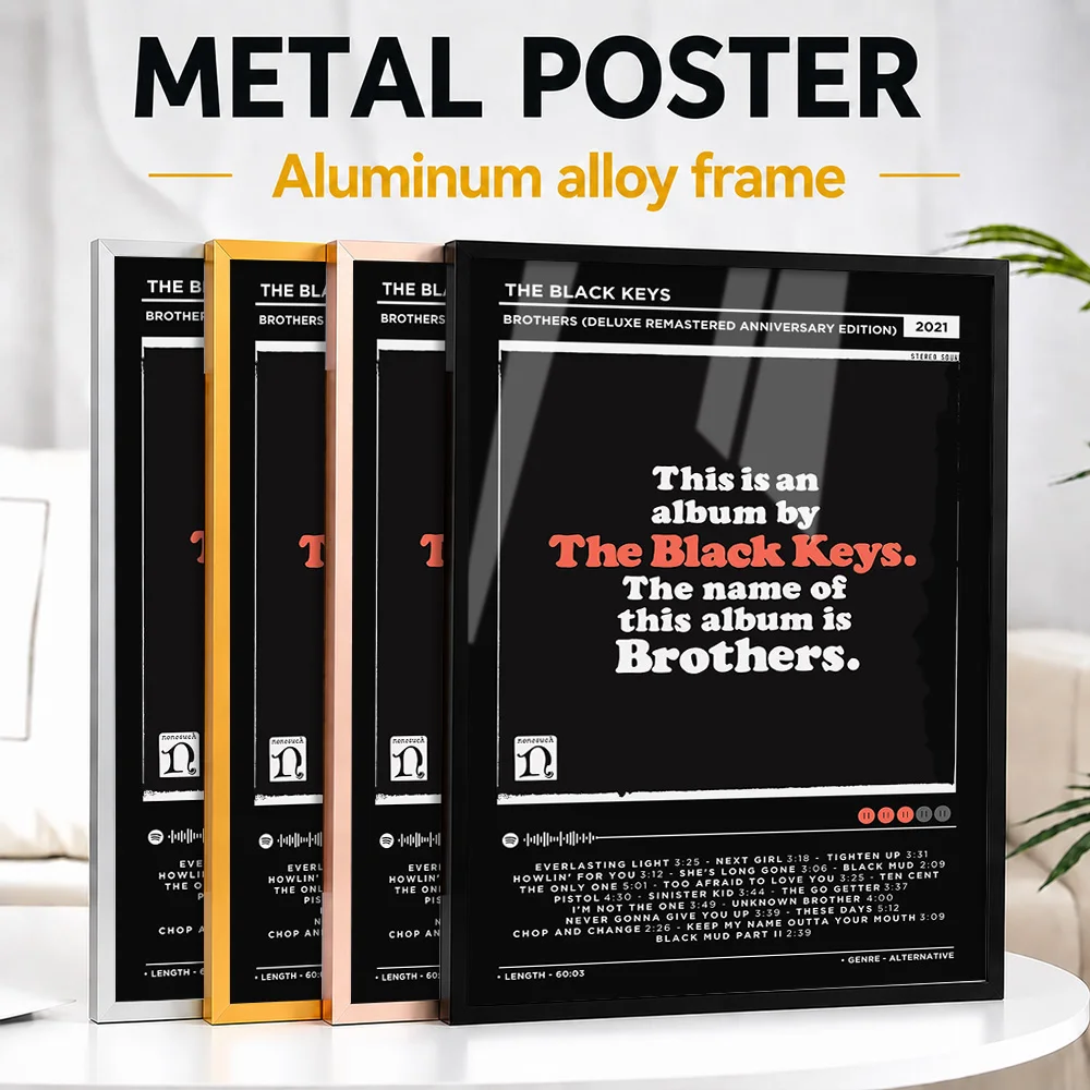 The Black Keys Brothers Album Framed Aluminum Metal Poster Customized Photo High Contrast Stage Style Wall Art For Living Room
