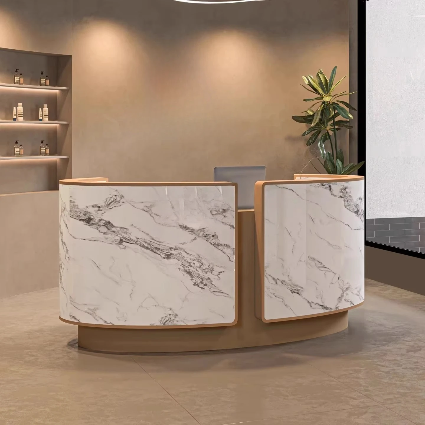 &c Modern Minimalist Half Round Bar Counter Nail Salon Beauty Salon Circular Reception Desk