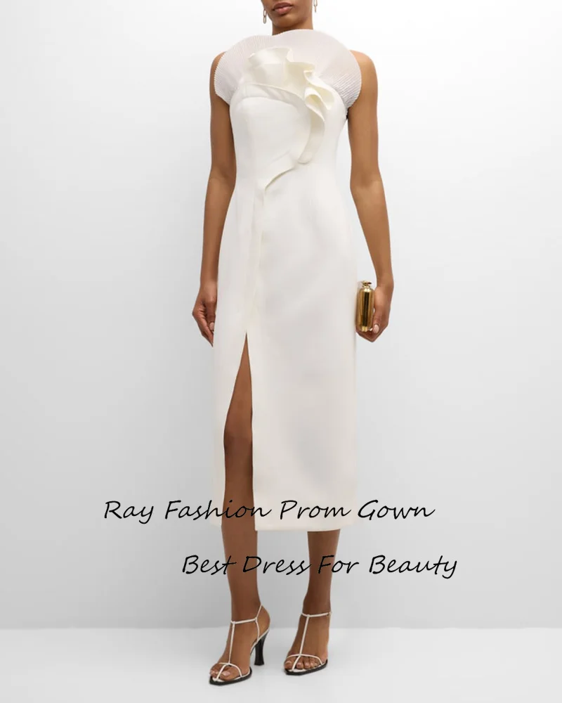 

Ray Crepe Evening Dress Sexy فستان حفلة موسيقية Elegant Straight Strapless High Split Cocktail Party Prom Gown For Women