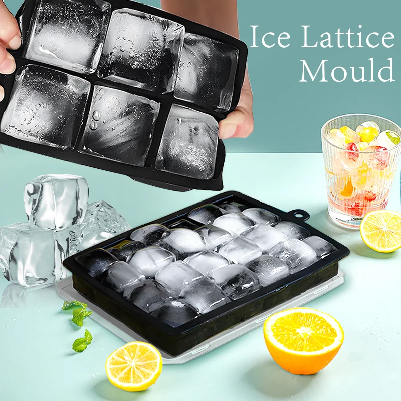 4/6/8/15 Grid Big Ice Tray Mold WIth Lid Non-toxic Durable Silicone Ice Cube Big Square Tray Mold DIY Ice Maker Ice Cube Tray