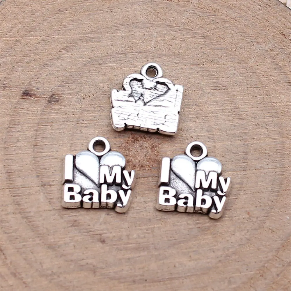 Materials I LOVE MY BABY Charms Jewelry 11x11mm 20pcs