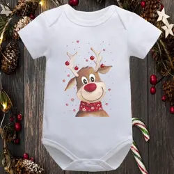 Cute Elk Deer Infant Newborn My First Christmas Rompers Baby Boys Girls Bodysuit Casual Short Sleeve Jumpsuits Festival Party Gi