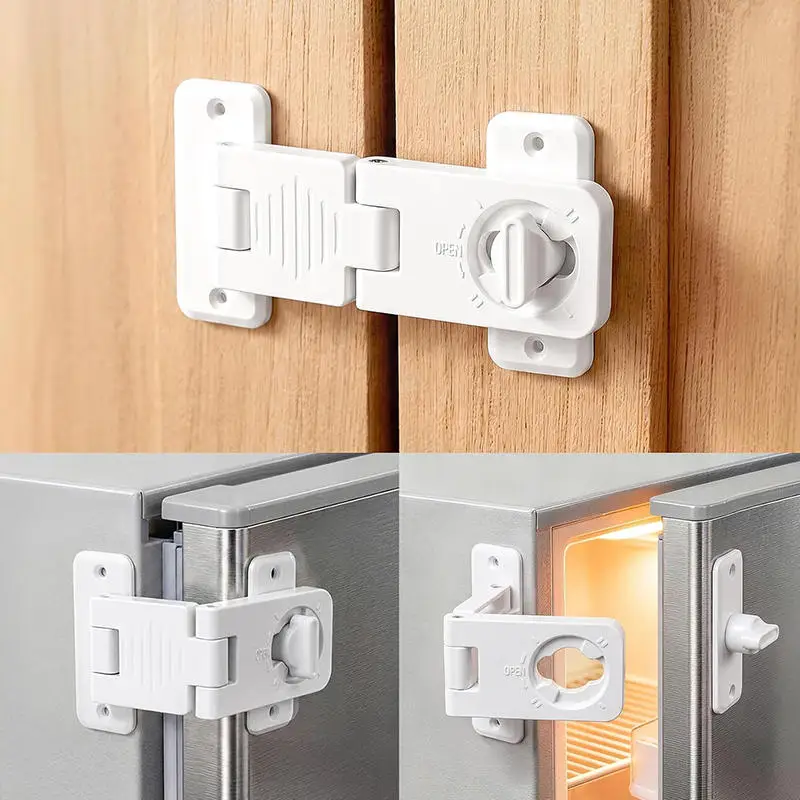 No‑Drill Adhesive Fridge Child Safety Lock Refrigerator Freezer Door Latch Baby Proofing Lock for Kitchen Cabinet