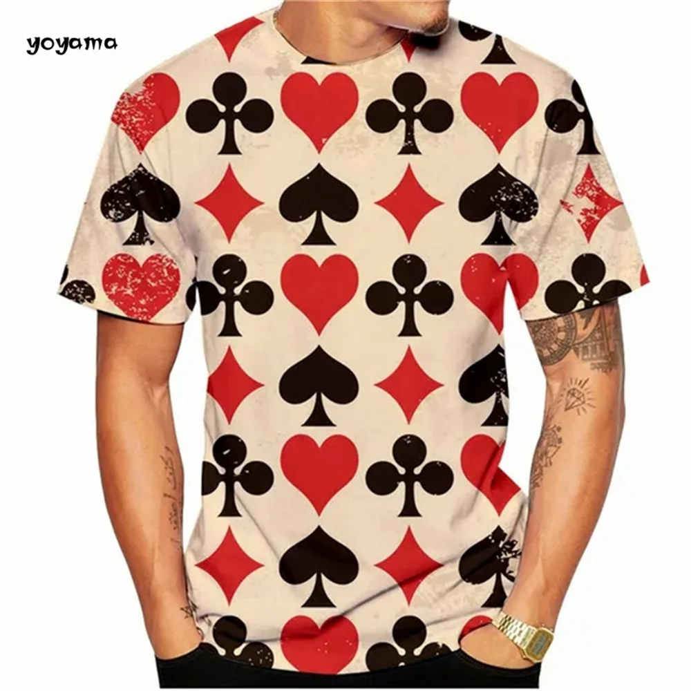 Fashion Men's T-Shirt 3D Poker Printed Short Sleeve T-Shirt Hip Hop Round Neck Top Summer Men's Oversized Street Casual Clothing