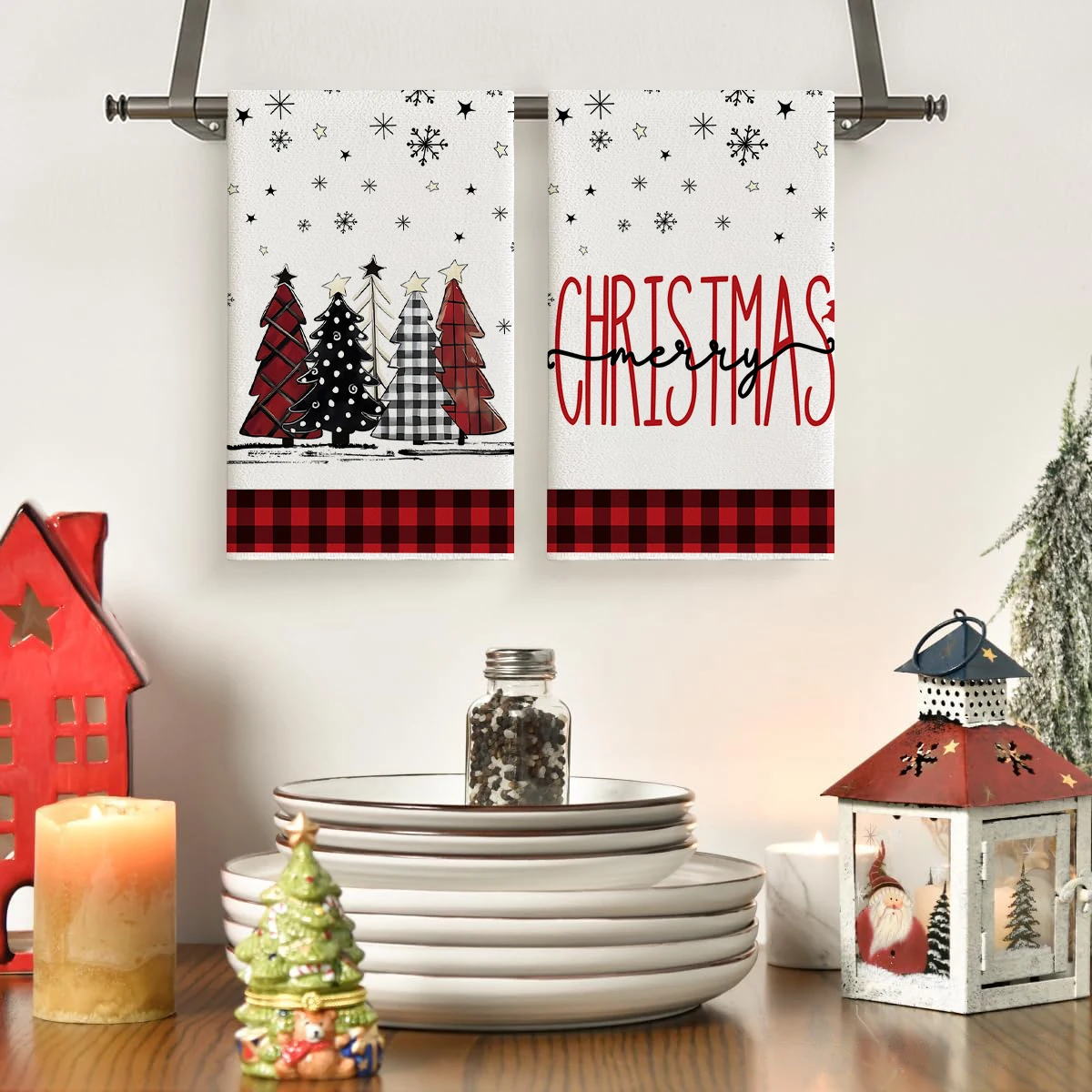 2/4pcs Merry Christmas towels Snowman Snowflake Christmas tree pattern Kitchen cleaning towels Dishwashing towels Hand towels