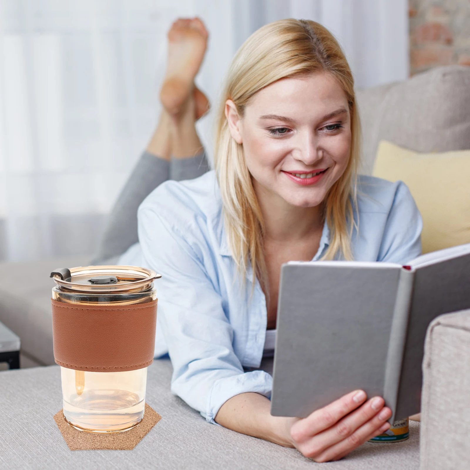 10 لوحات الفلين السداسية 7.5x0.39 بوصة حافة مستديرة الحصير الناعمة المطبخ لوح تسخين كأس منصات ارتفاع درجة الحرارة وعاء مقاومة للحرارة لوح الحرف #6