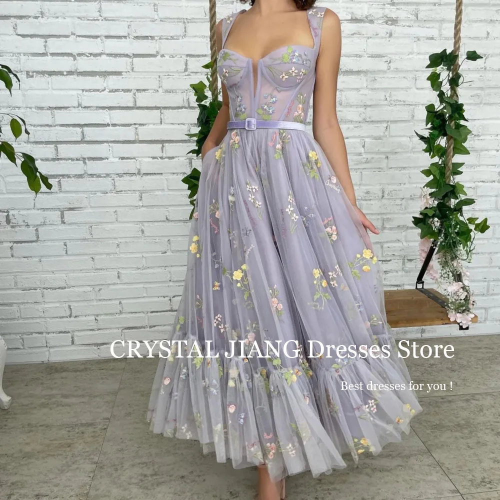 Short Purple Strapless Lace Prom Dresses Natural Waist Sleeveless with Applique 프롬드레스  A Line Tea Length فستان سهرة نسائي