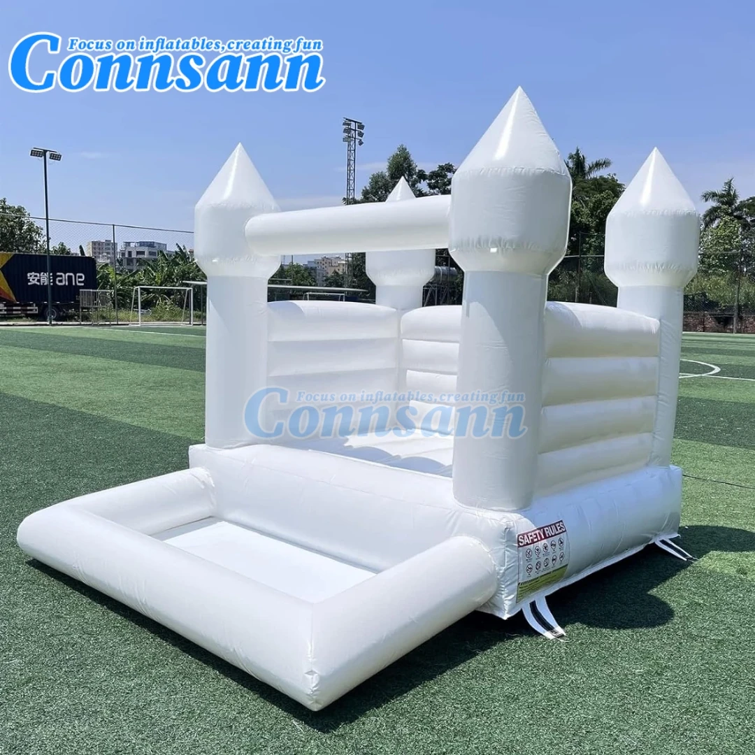 Kids 10x8ft Inflatable White Bounce House With Pit  Jumping Bouncer for Party Inflatable Bouncy Castle with Blower Customization