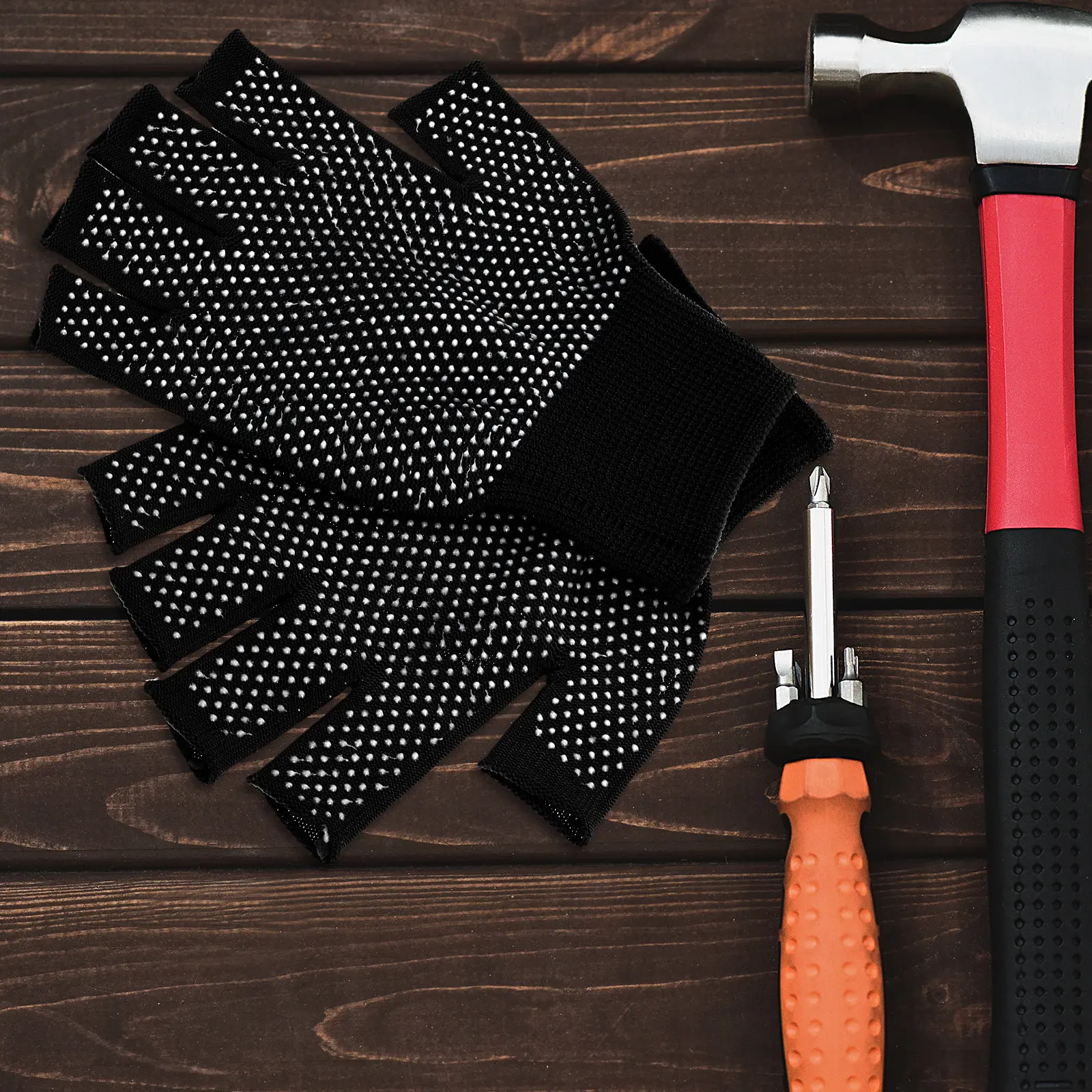 

5 пар рабочих перчаток без пальцев, нескользящие, дышащие, зимние теплые перчатки для работы на открытом воздухе, езды на велосипеде, пеших прогулок, вождения, подкладки для перчаток, мужские