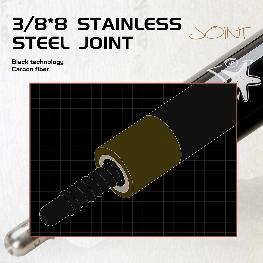 CRICAL kij bilardowy z włókna węglowego 12.5mm uchwyt ze skóry ekologicznej kij bilardowy 3/8*8 pin technologia łączenia profesjonalny kij bilardowy