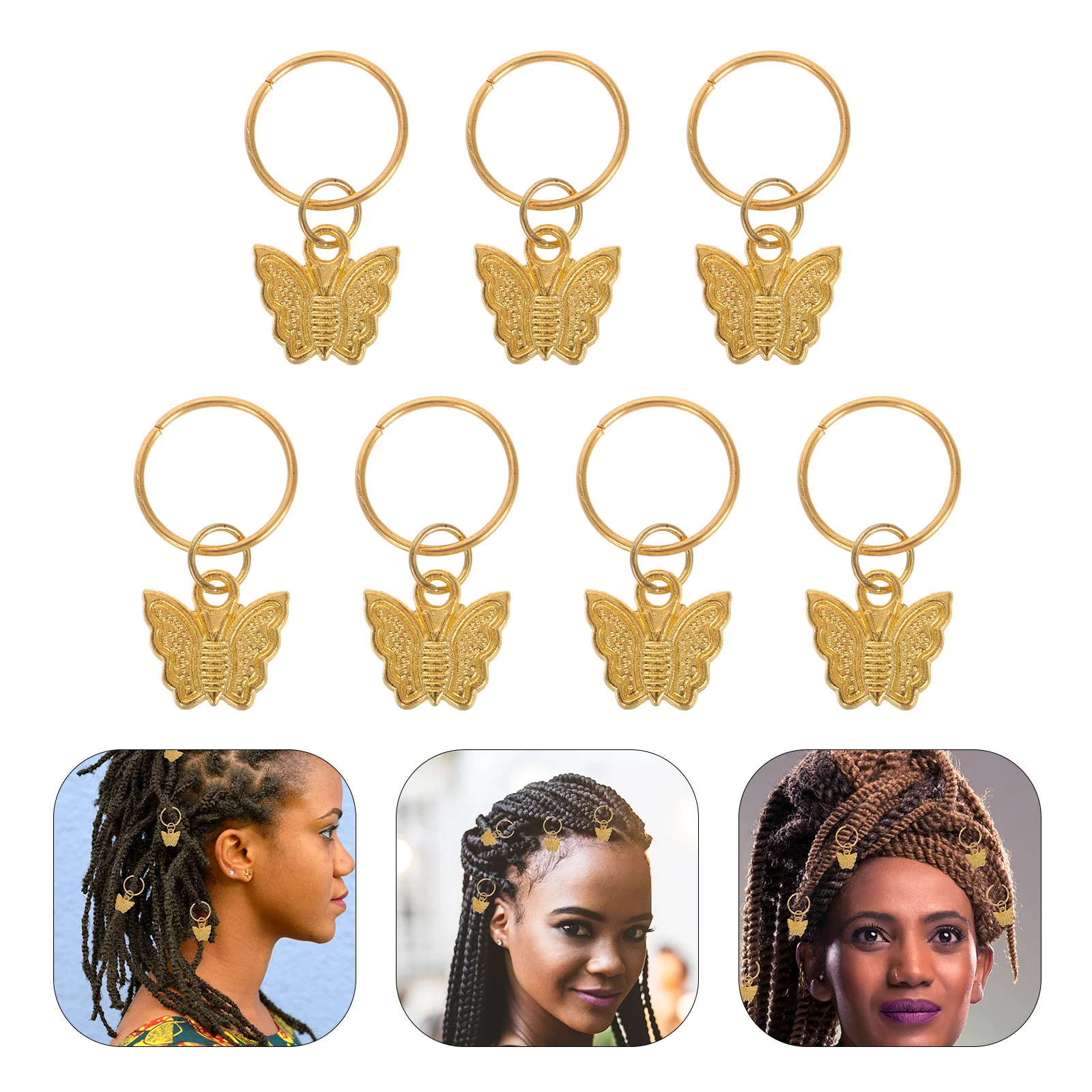 

20Pcs Butterfly Braid Accessories Golden Hair Clips Lightweight Mini Hair Rings Stylish Jewelry for Dreadlocks Box Braids