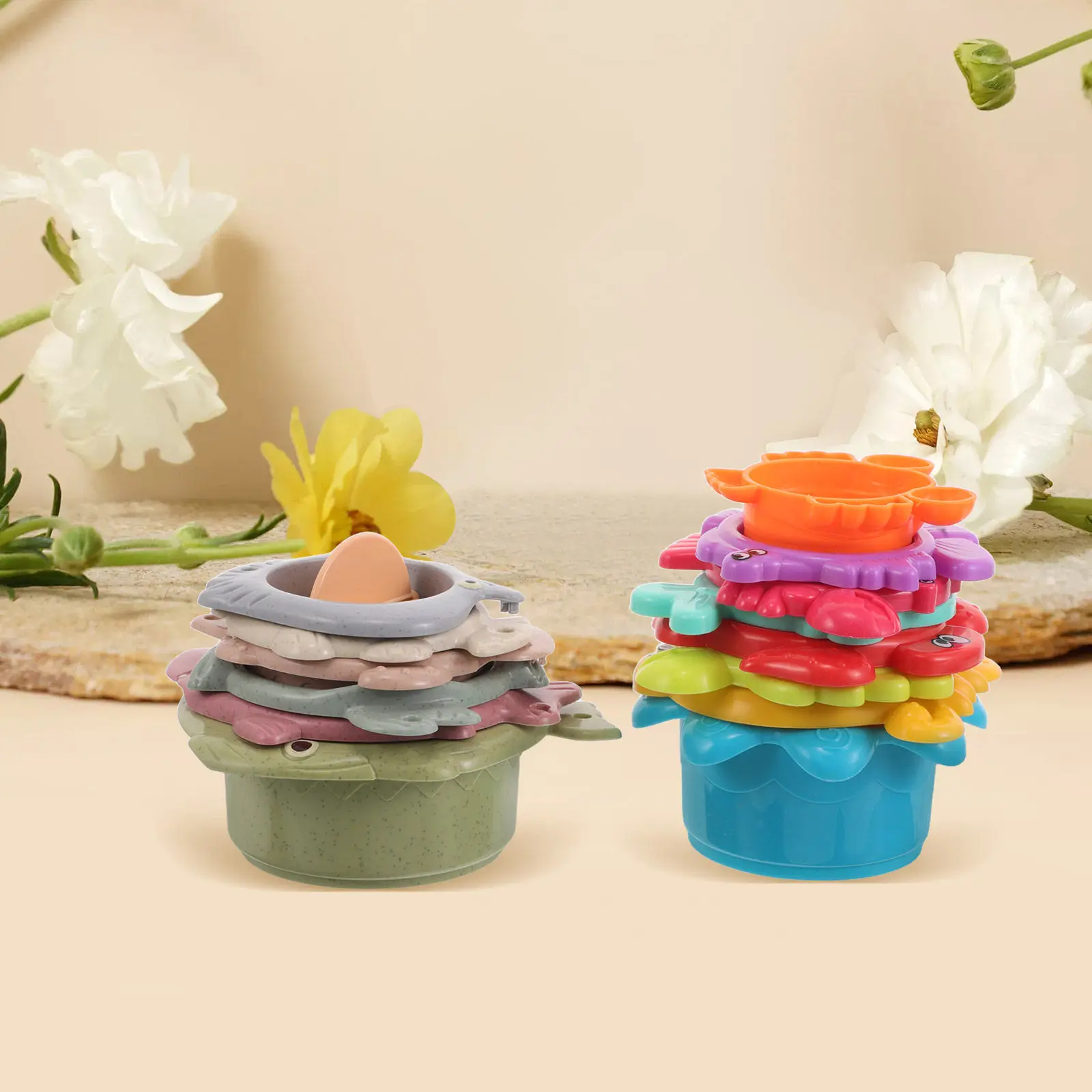 2Sets Stacking Cups Early Education Infant Learning Prop Interactive Fine Motor Skill Development Building Play for Toddlers