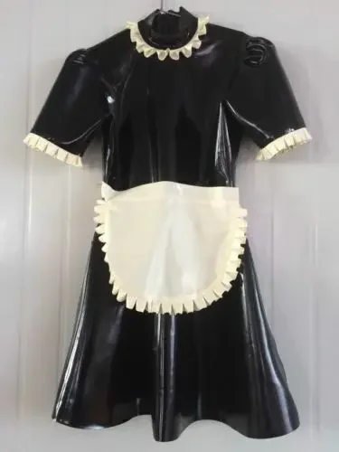 

100% Pure Latex Rubber Black Party Maid Dress Cosplay Skirt 0.4mm XS-XXL