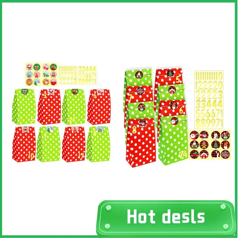 

AB08-24Pcs Рождественские сумки Праздничные сумки Рождественские подарки Сумки Красные, зеленые конфеты Бумажные пакеты для рождественских праздников