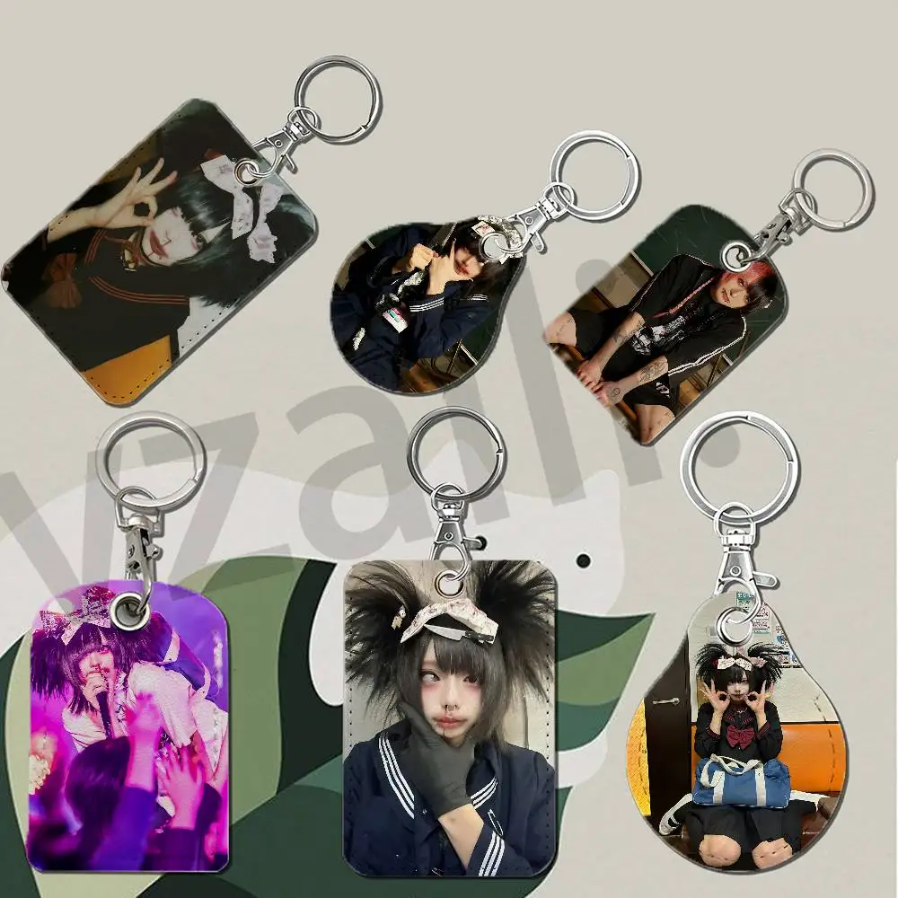 S-Senketsuakochan Protective Printed Leather Card Case Metal Keychain Accessory