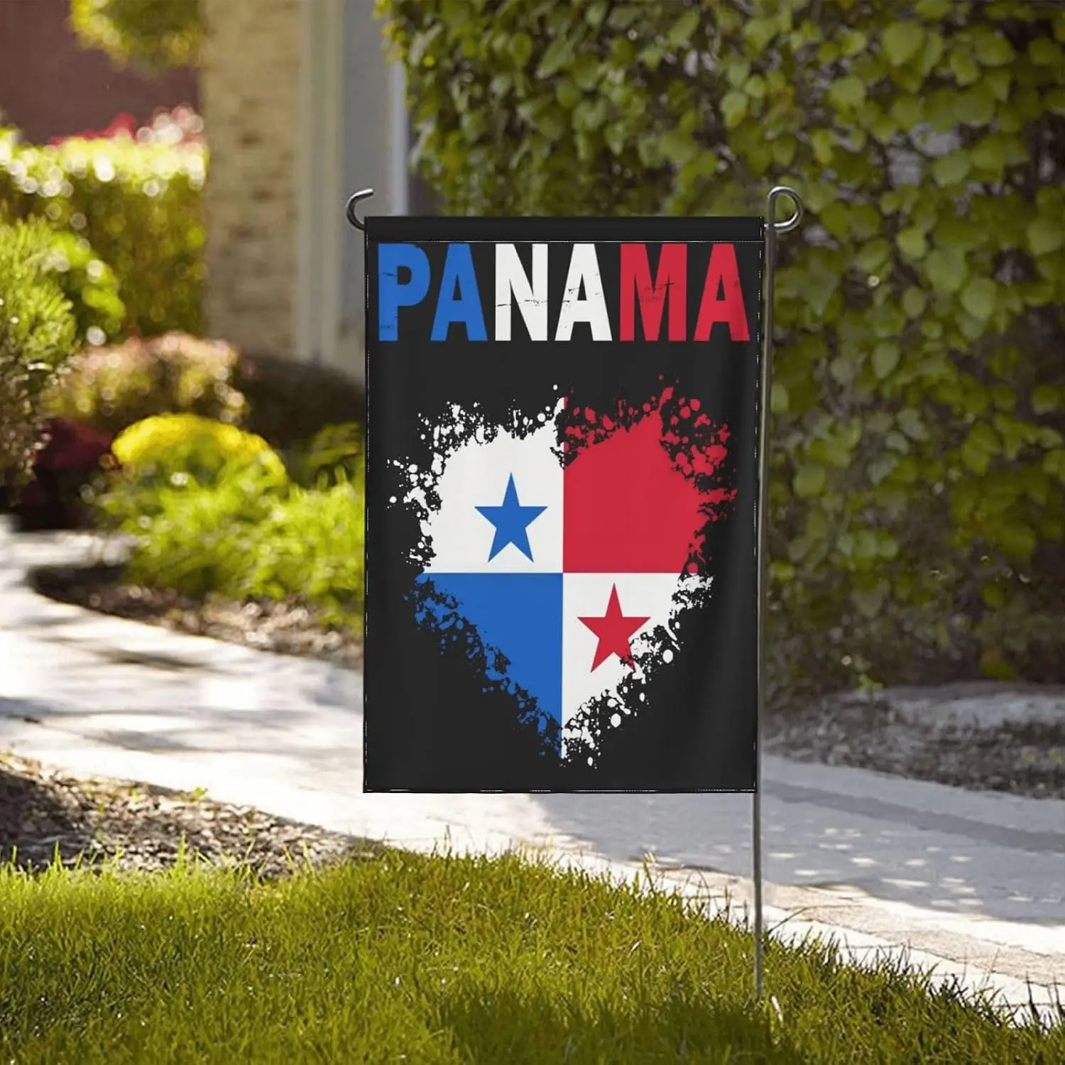 Panama Flag Heart Decorative Garden Flag, 12×18 Inch Double Sided Welcome Banner Seasonal Home Decor for Outdoor Party Yard yyi