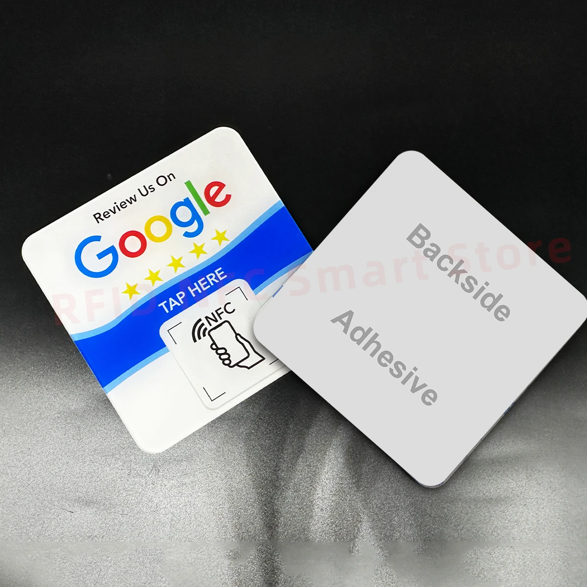 Big Size Waterproof Acrylic NFC Sticker Google Review NFC Square Cafe Table Sticker 100*100mm Google Review NFC Acrylic Tags