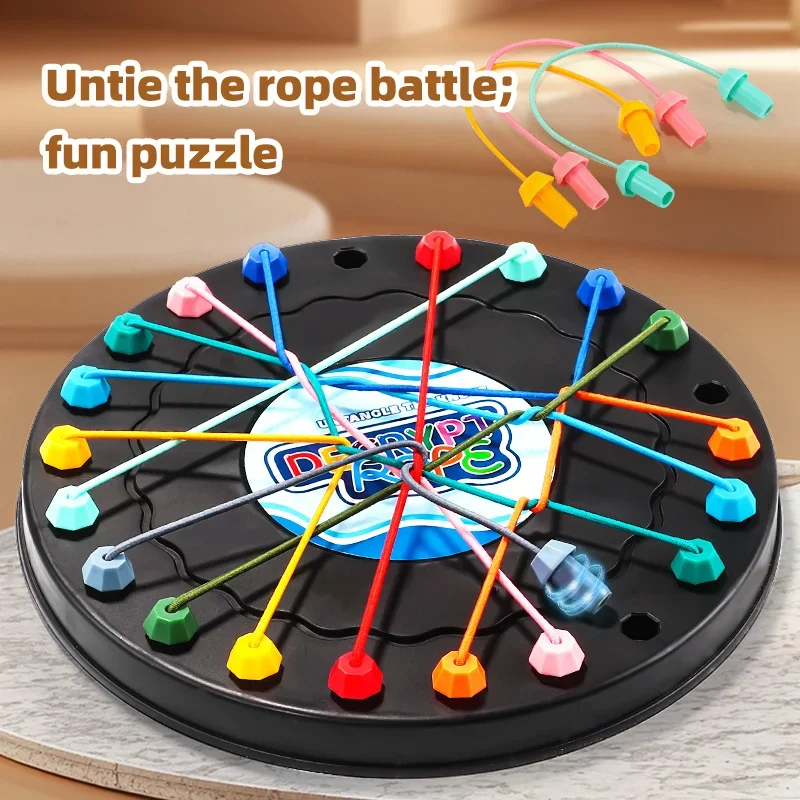 

Twisted Rope Puzzle Game - Brainy Knots Untangling Tabletop Brain Teaser with Central Lacing