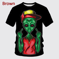 Funny Alien Graphic T Shirt for Men 3D UFO Invader Printed T-Shirt Fashion Womens Clothing Cool Kids Tee Shirts Y2k Short Sleeve