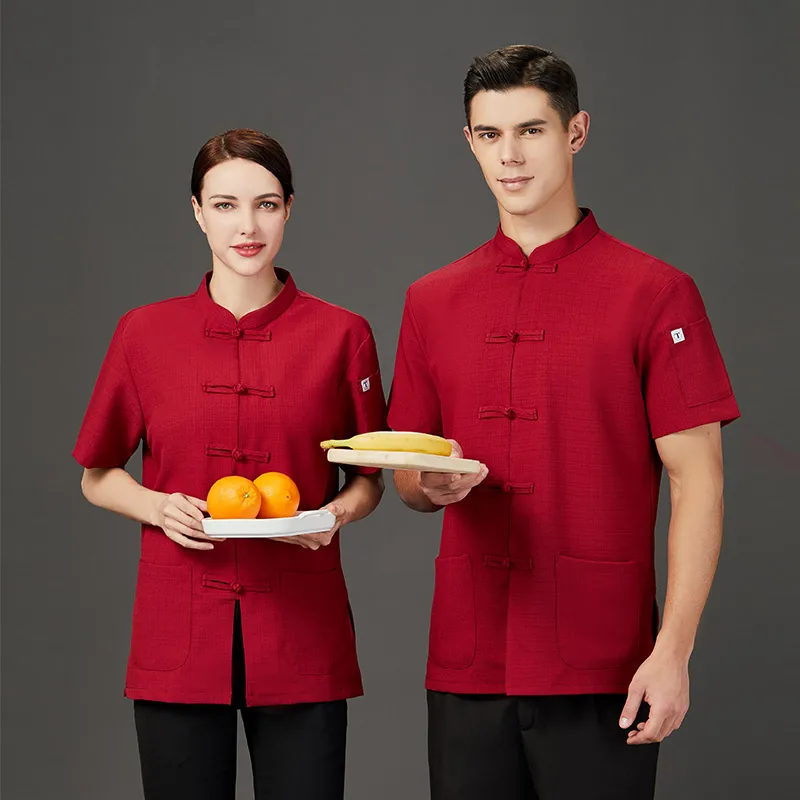 Panetteria cameriere vestiti da lavoro cucina da uomo Chef camicia cameriere giacca da cucina vestiti top Hotel ristorante uniforme abbigliamento da lavoro