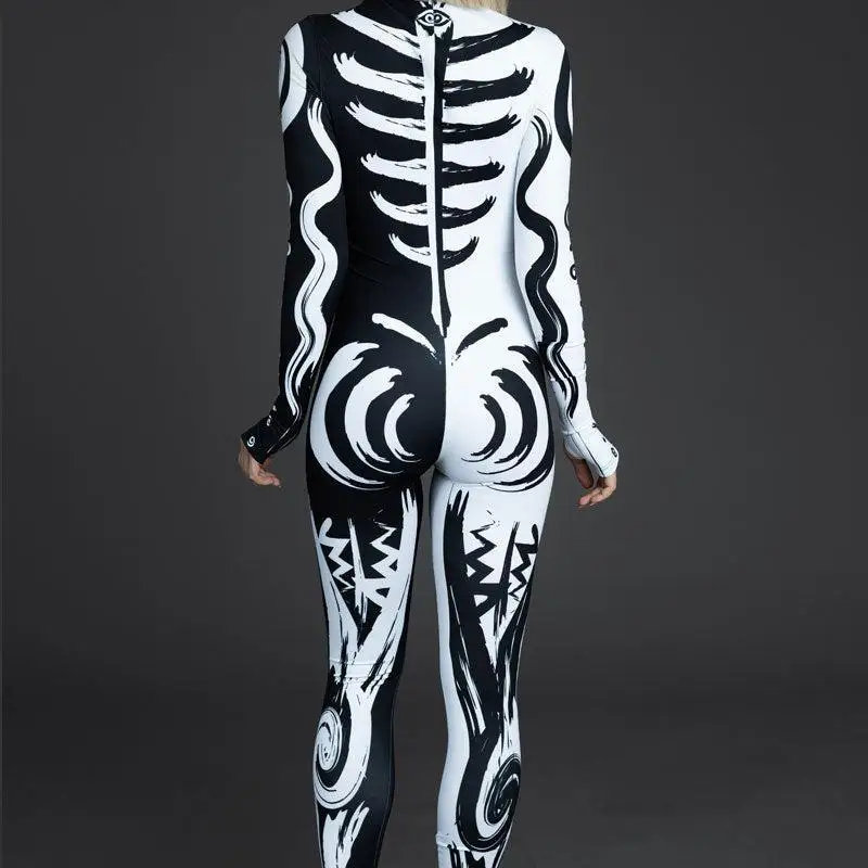 Sexy Damen Psychedelischer Netz-Cosplay-Jumpsuit Horror Halloween Festival Party Bodysuit Karneval Bühnenauftritt Eng Anliegend – Detail 39