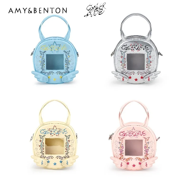 

Original Sweetheart Girl Irregular Itabag Women Subculture Gothic Color Print Transparent Wing Bag Female Japanese PU Handbag