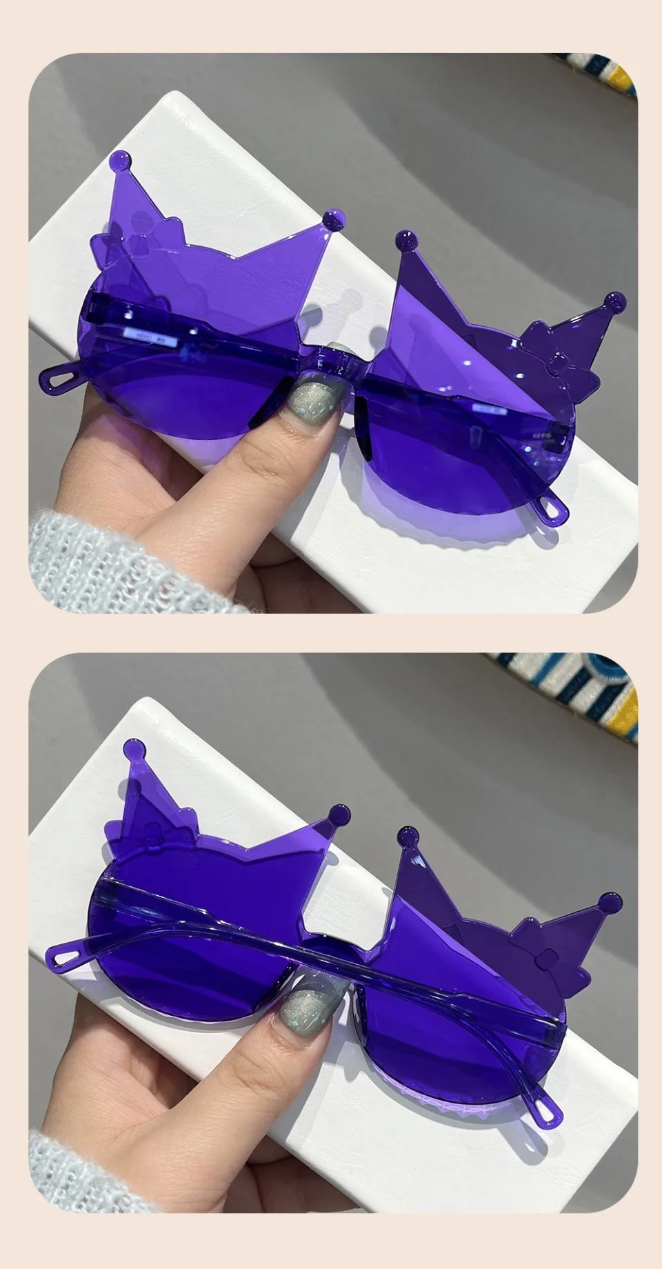 Randlose, kätzchenförmige Sonnenbrille für Mädchen, 2025, neue Farbverlaufs-Sonnenbrille mit mehrfarbigem Dekor, niedliche Bonbonfarben-Kindertöne – Detail 8