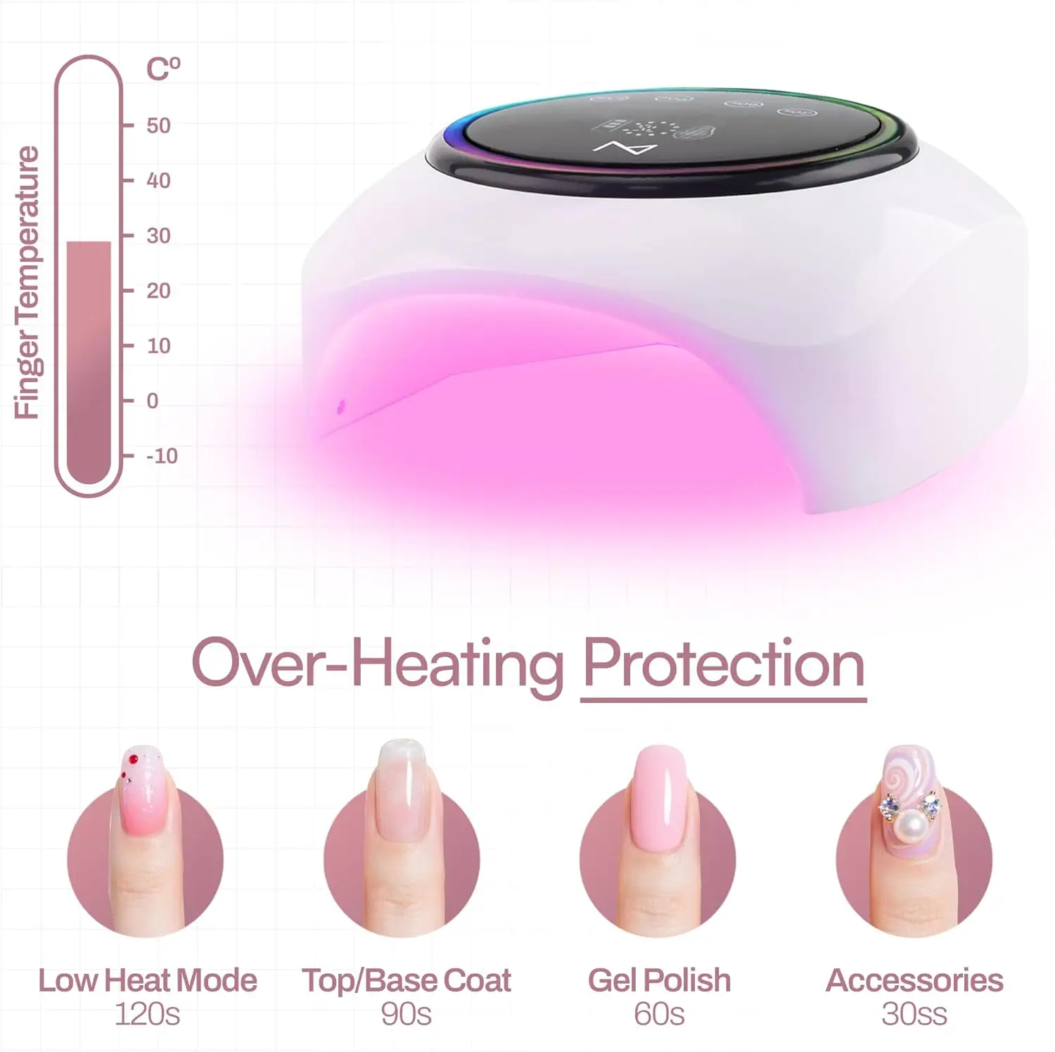 HaloLite LED-spijkerlamp 98 W, 32 LED's, draadloos oplaadbaar, snel uithardend, draagbare UV/LED-geldroger (zwart)