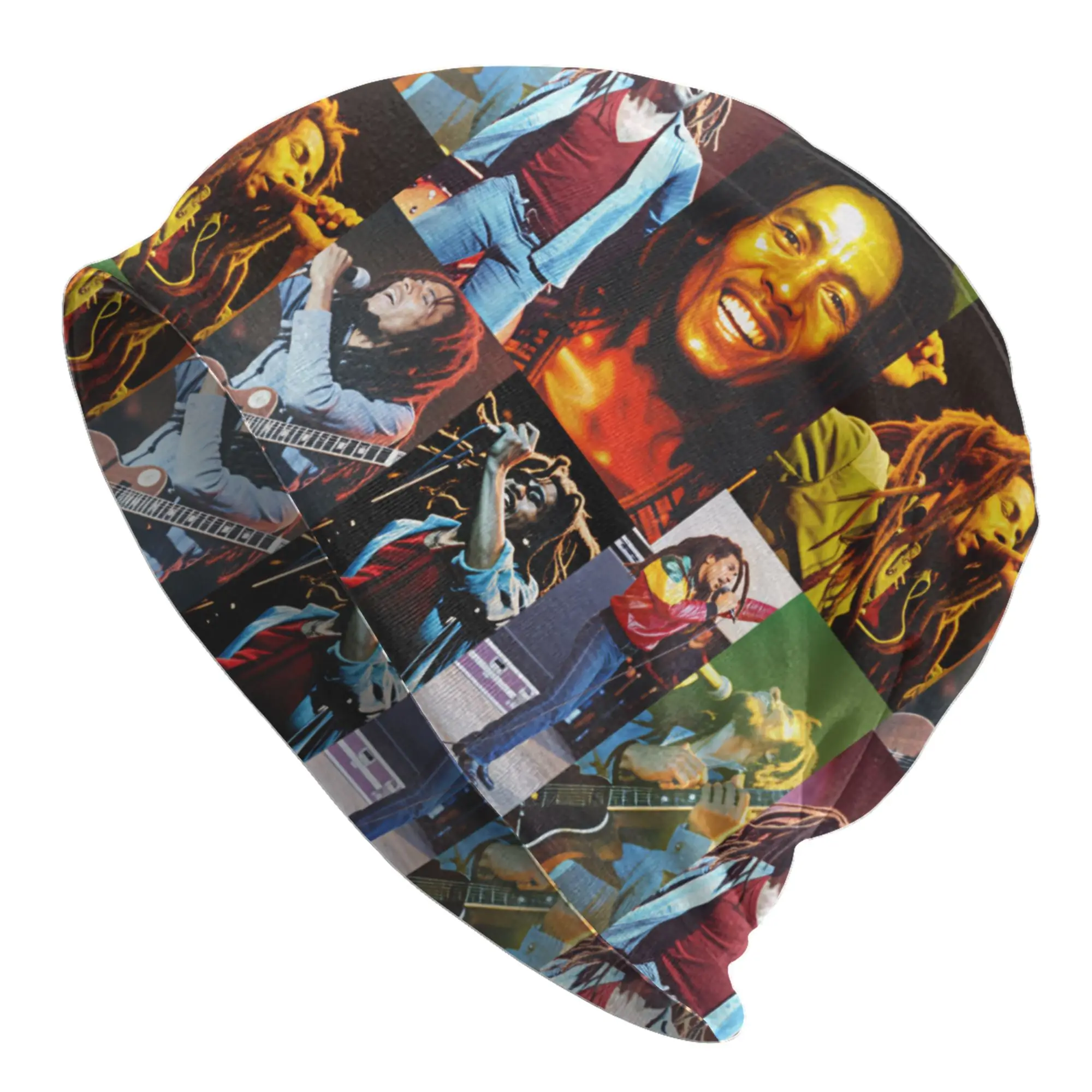B-Bob M-Marley Collage Reggae Rock Skullies Beanies Caps Hip Hop Winter Warm Knit Hats Unisex Adult Jamaica Singer Bonnet Hats