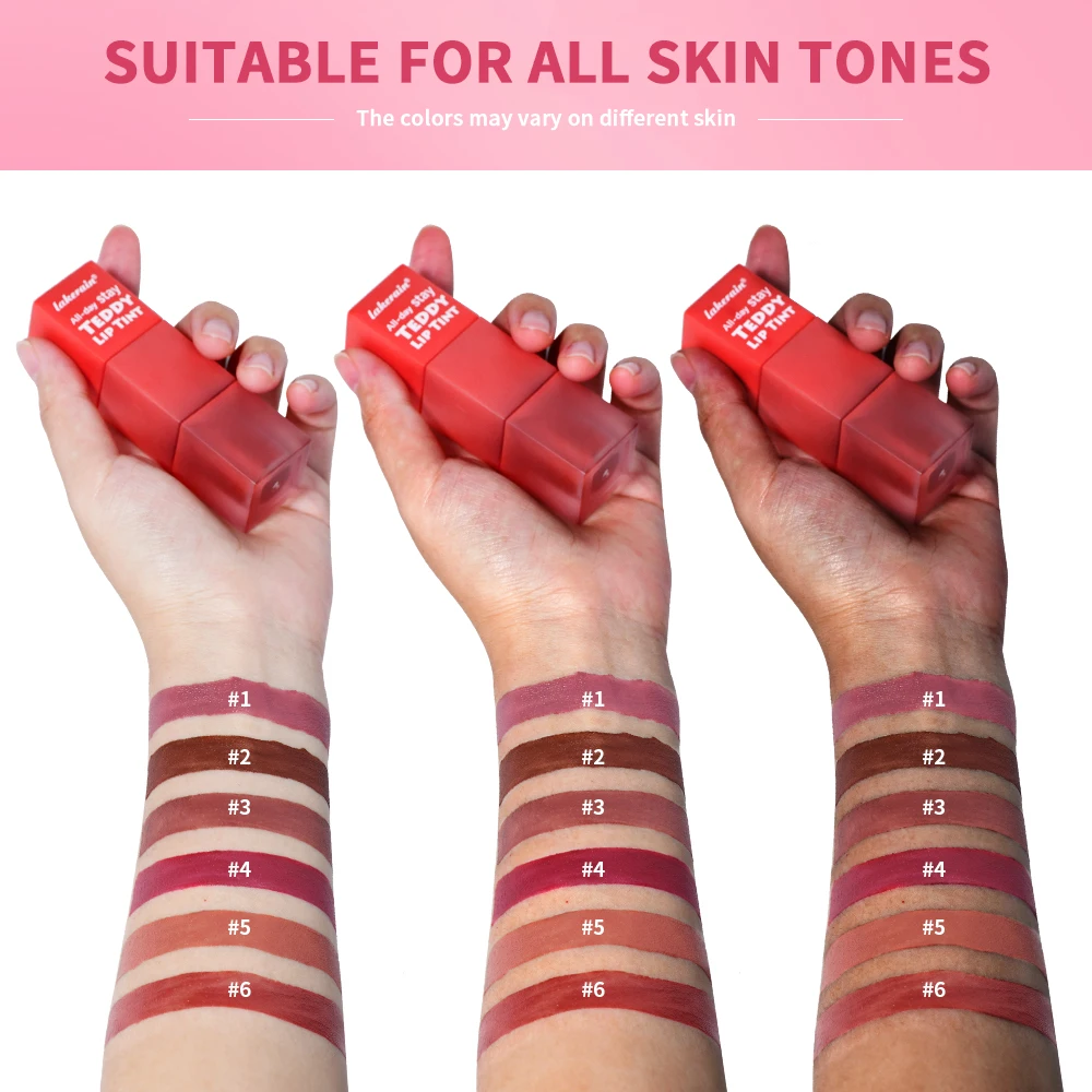 Lip Stain Set Teddy Tint Lip Color Tear Lip Gloss Super Stay Long-Lasting Coloring 12H Matte Texture WaterproofLipstick Cosmeti