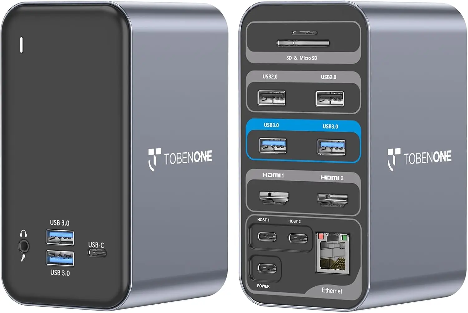 

Док-станция USB C с двумя мониторами для MacBook Pro/Air с 2 портами HDMI, 6 USB-портами, устройство чтения карт SD и Ethernet